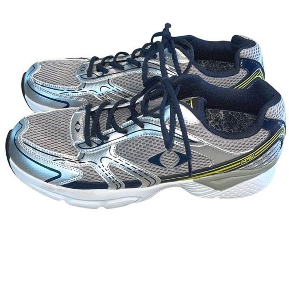 Apex Mens Lace Up Mesh Athletic Boss Runner‎ Active Shoes Silver Blue Size 12.5